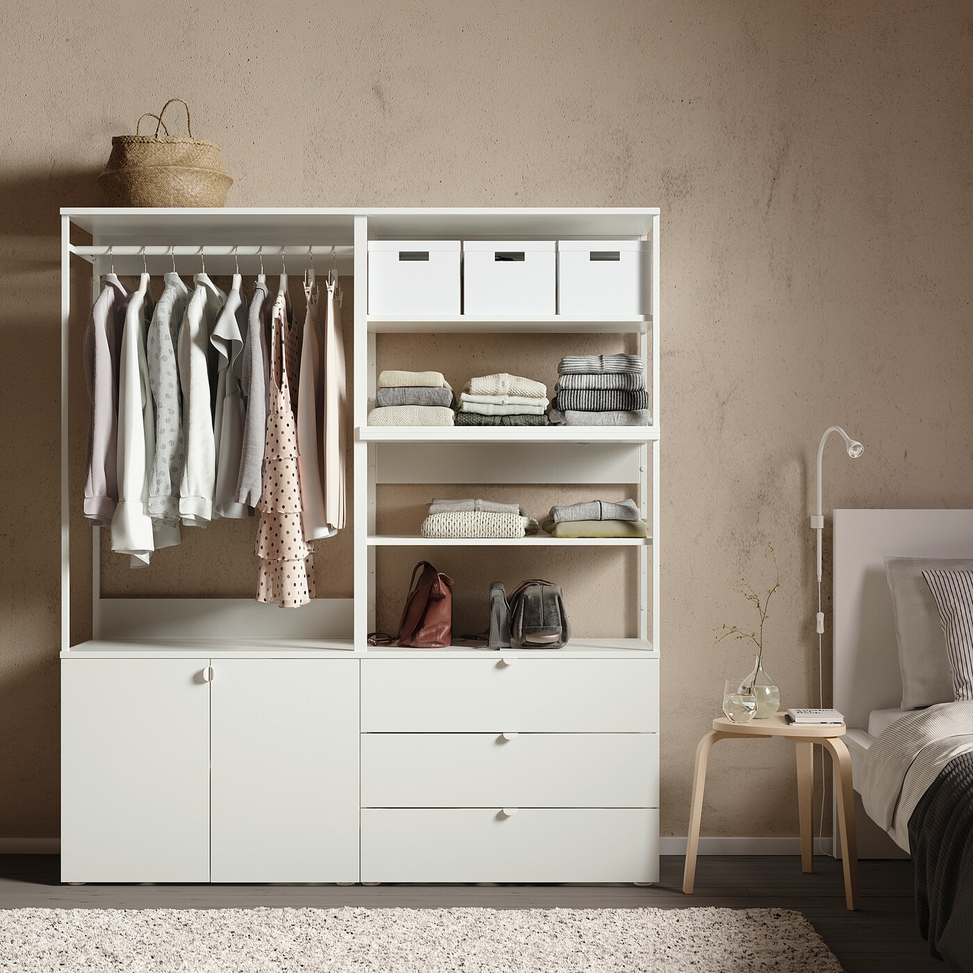 宜家platsa 普拉萨 衣柜带2个门 3个抽屉 白色/福纳 白色 ikea