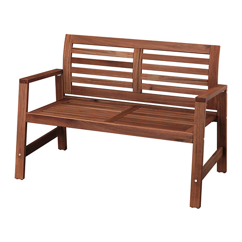 NÄMMARÖ bench with backrest, outdoor light brown stained IKEA