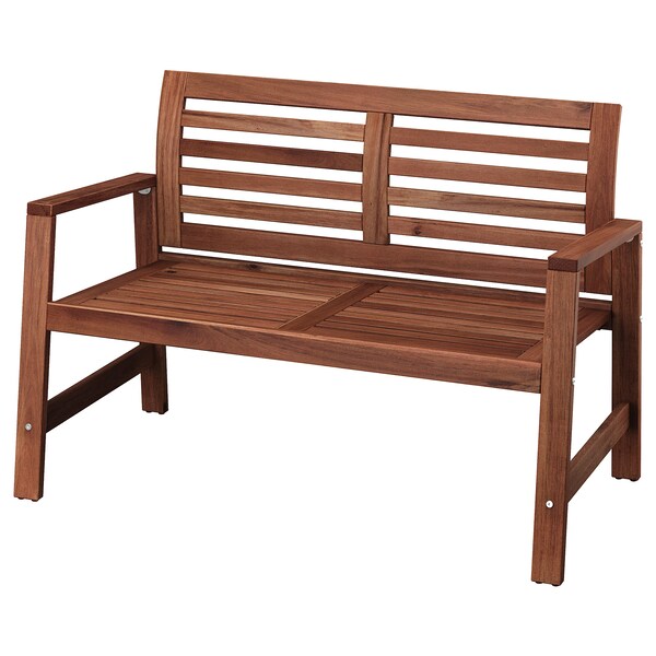 Applaro Bench With Backrest Outdoor Brown Stained Brown Ikea