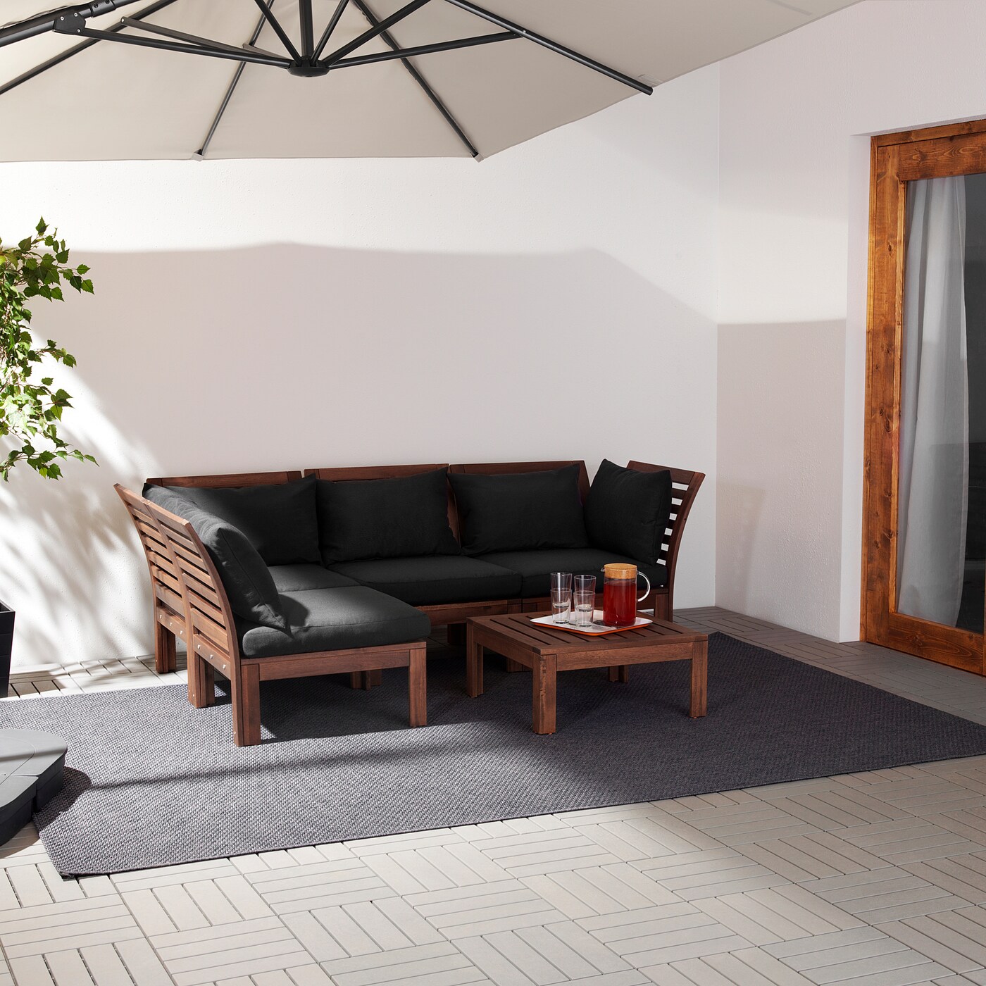 Applaro Modular Corner Sofa 3 Seat Outdoor Brown Stained Hallo Black Ikea How to build an outdoor loveseat. applaro modular corner sofa 3 seat