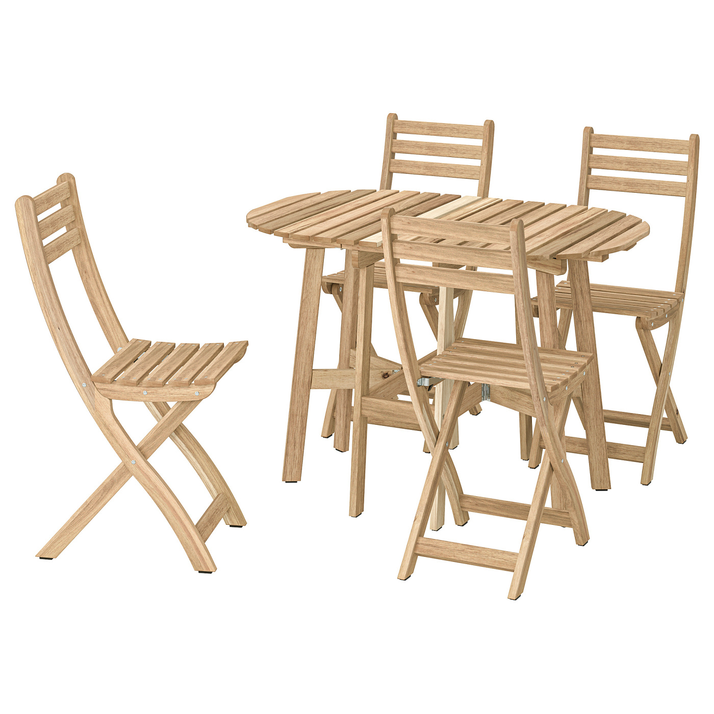 ASKHOLMEN gateleg table+4 chairs, outdoor foldable acacia 095.300.24 - IKEA