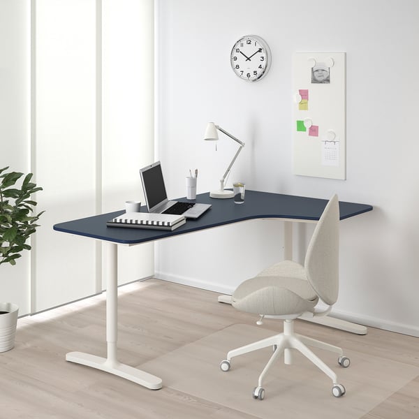 Bekant Corner Desk Right Linoleum Blue White Ikea