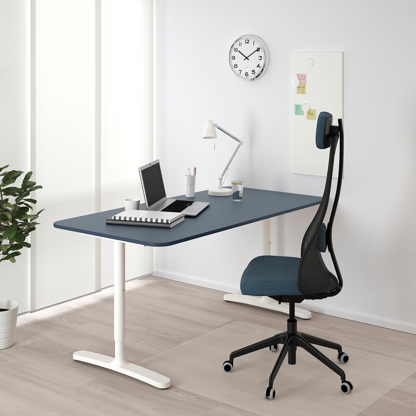 Bekant Desk Linoleum Blue White Ikea
