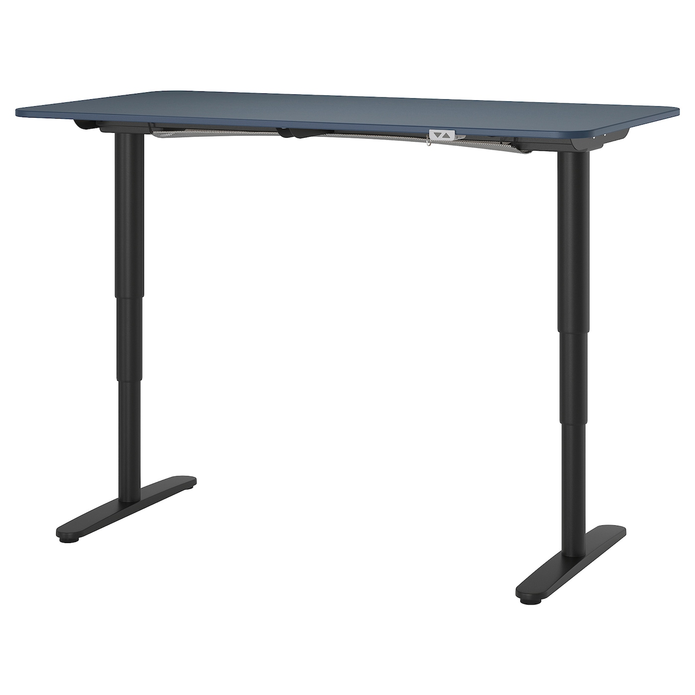 BEKANT desk sit/stand linoleum blue/black - IKEA