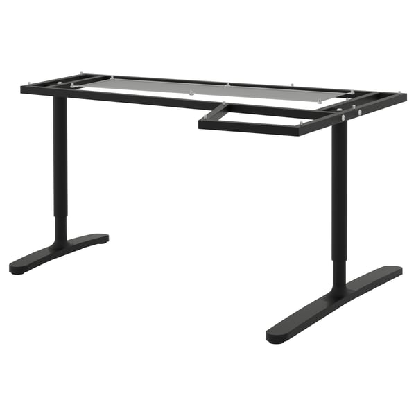 Khung dưới BEKANT cho mặt bàn góc, màu đen, 160x110 cm