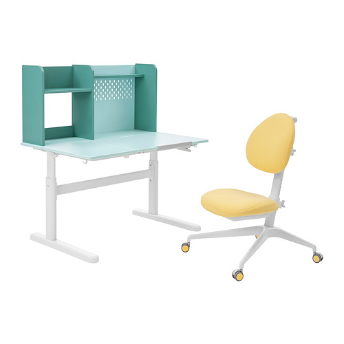 PIPLÄRKA / VIMUND children's desk and chair blue/light pink IKEA