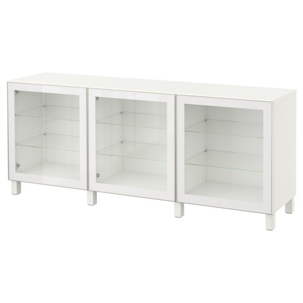 Besta Storage Combination With Doors White Glassvik White Clear Glass Ikea