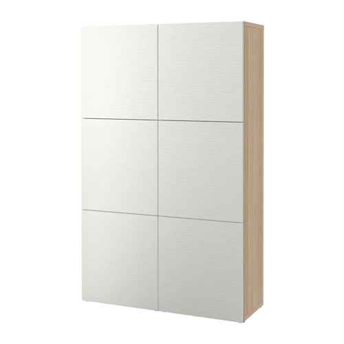 Besta Storage Combination With Doors White Stained Oak Effect Laxviken White