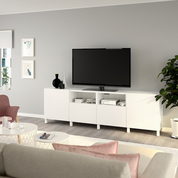 Besta Tv Bench With Doors And Drawers White Lappviken Stubbarp White Ikea