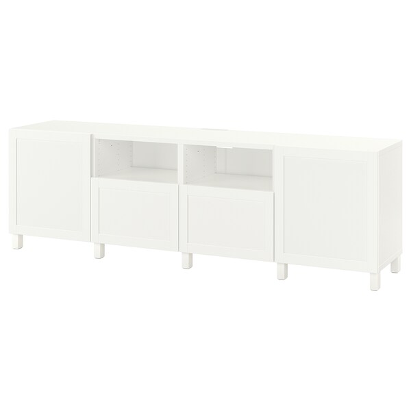 Besta Tv Bench With Doors And Drawers White Hanviken Stubbarp