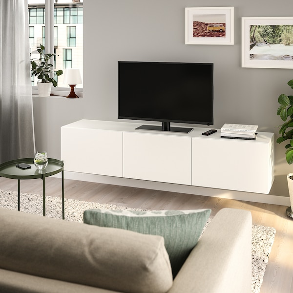 Besta Tv Bench With Doors White Lappviken White Ikea
