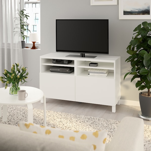Besta Tv Bench With Doors White Lappviken Lappviken Stubbarp