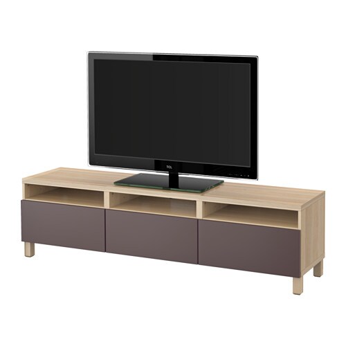 BESTÅ TV Bench With Drawers White Stained Oak Effect
