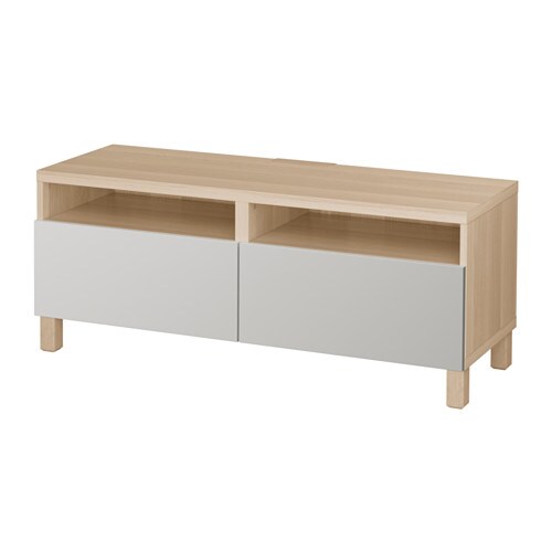 BESTÅ TV Bench With Drawers White Stained Oak Effect