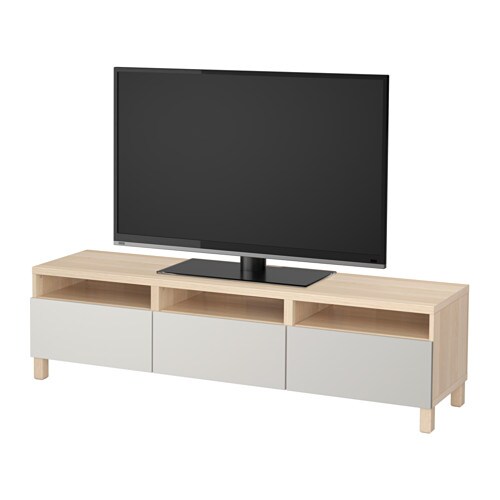 BESTÅ TV Bench With Drawers White Stained Oak Effect