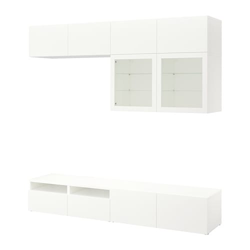 Besta Tv Storage Combination Glass Doors Lappviken Sindvik White Clear Glass