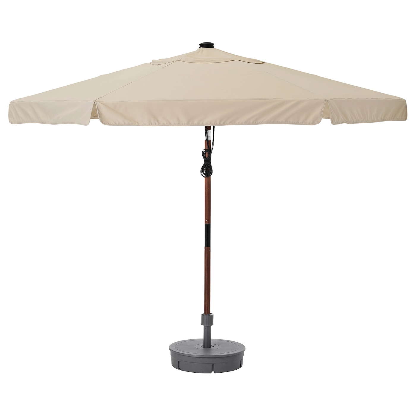 wooden parasol with base
