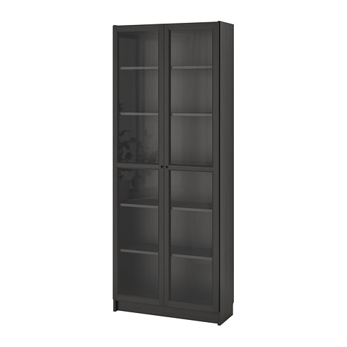 BILLY / OXBERG bookcase with glass doors oak effect 994.836.31 IKEA