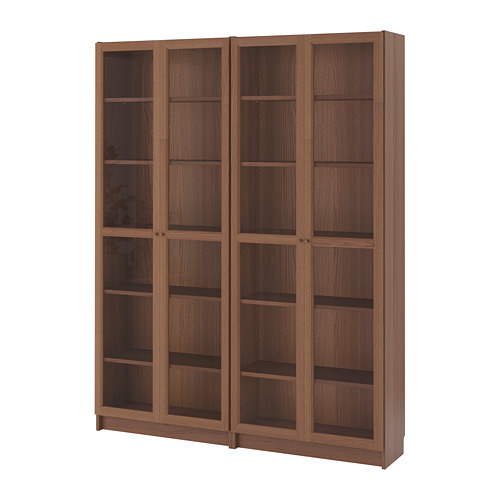 BILLY bookcase with glassdoors grey/metallic effect IKEA