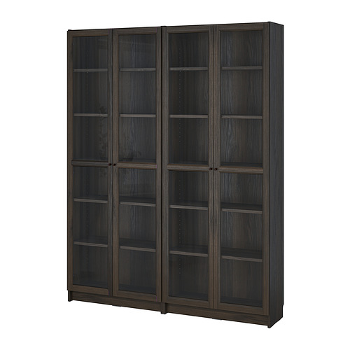BILLY bookcase with glassdoors grey/metallic effect IKEA