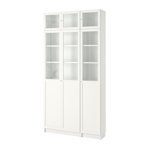 Billy Oxberg Bookcase White Glass 120x30x237 Cm Ikea