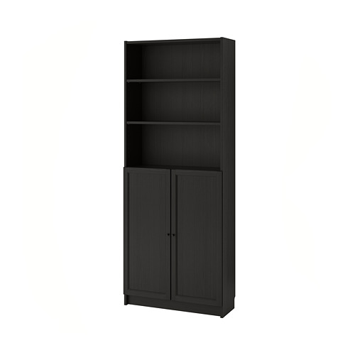 Billy Oxberg Bookcase With Doors Black Brown Ikea