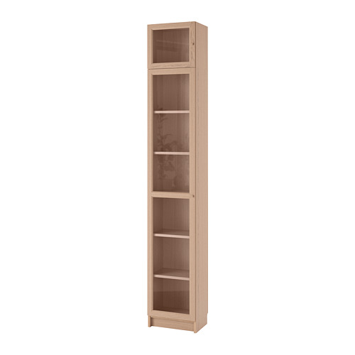 Billy Oxberg Bookcase With Glass Door White Stained Oak Veneer