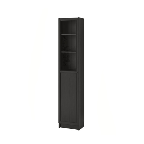 Billy Oxberg Bookcase With Panel Glass Door Black Brown Glass