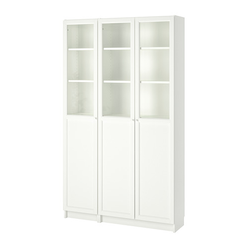 Billy Oxberg Bookcase With Panel Glass Doors White Glass Ikea