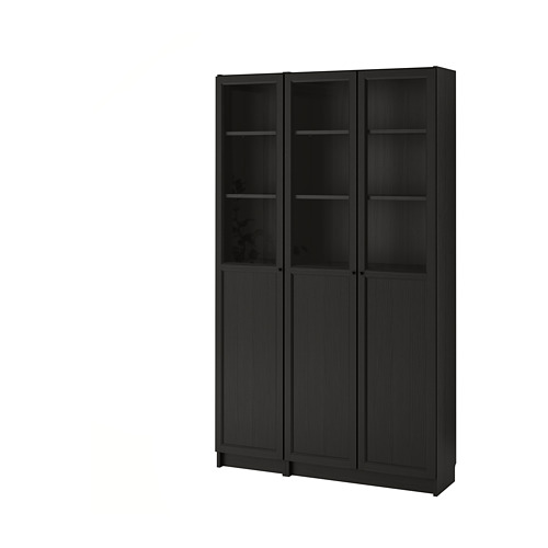 Billy Oxberg Bookcase With Panel Glass Doors Black Brown Glass