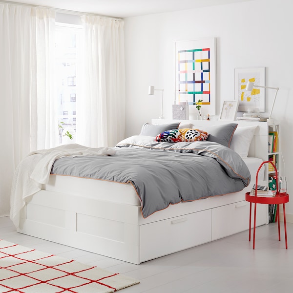 Brimnes Bed Frame W Storage And Headboard White Luroy Ikea