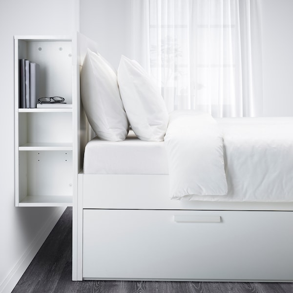 Brimnes Bed Frame W Storage And Headboard White Luroy Ikea