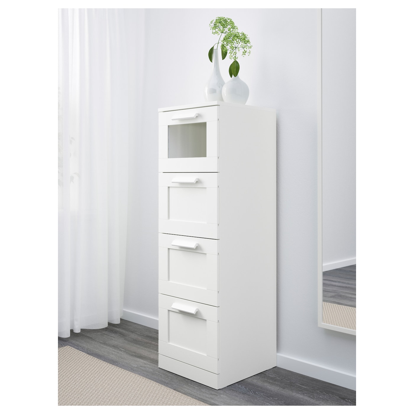 Brimnes Chest Of 4 Drawers White Frosted Glass Ikea