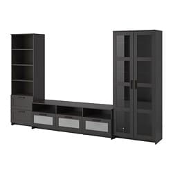 Brimnes Tv Storage Combination Glass Doors Black Ikea