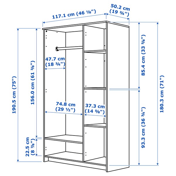 Brimnes Wardrobe With 3 Doors White Ikea