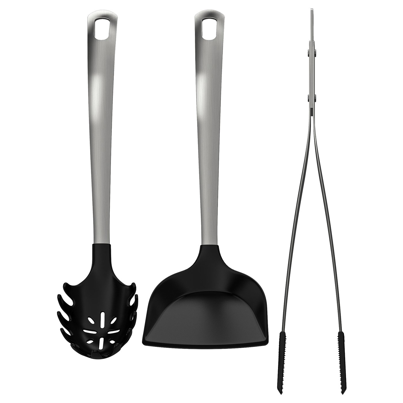 DIREKT 3-piece kitchen utensil set black/stainless steel - IKEA