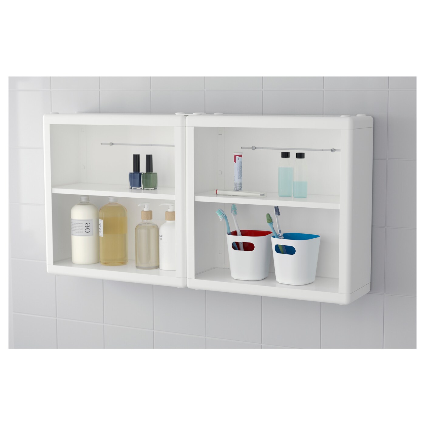 small white bathroom wall shelf