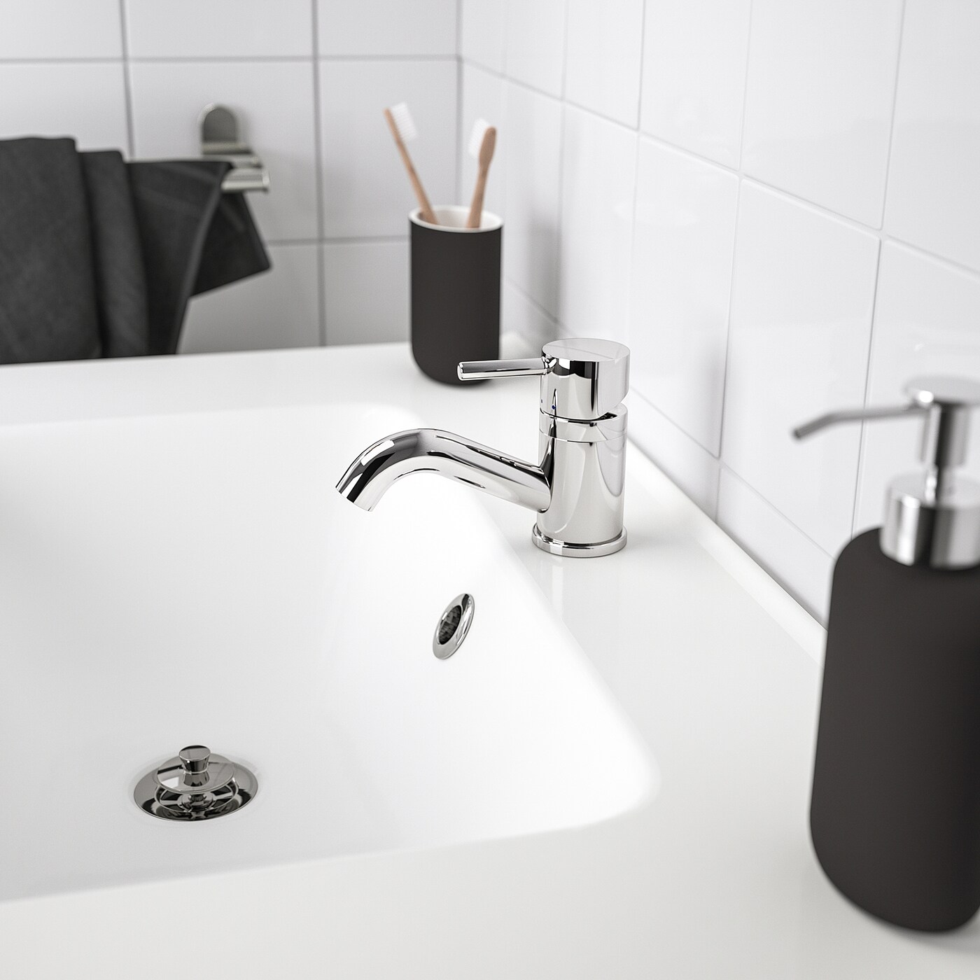 grey bathroom soap dispenser