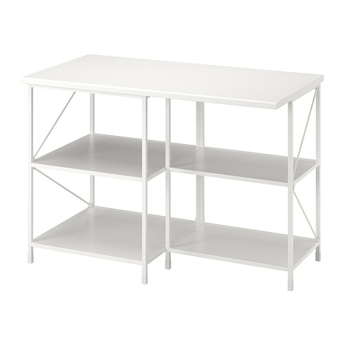 VADHOLMA kitchen island with rack black/oak IKEA