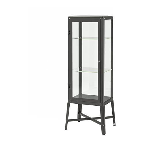 fabrikÖr glass-door cabinet, dark grey