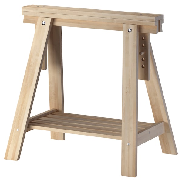 FINNVARD Trestle with shelf, birch, 70x71/93 cm