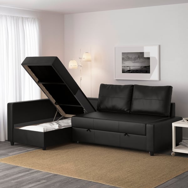 Friheten Corner Sofa Bed With Storage Bomstad Black Ikea