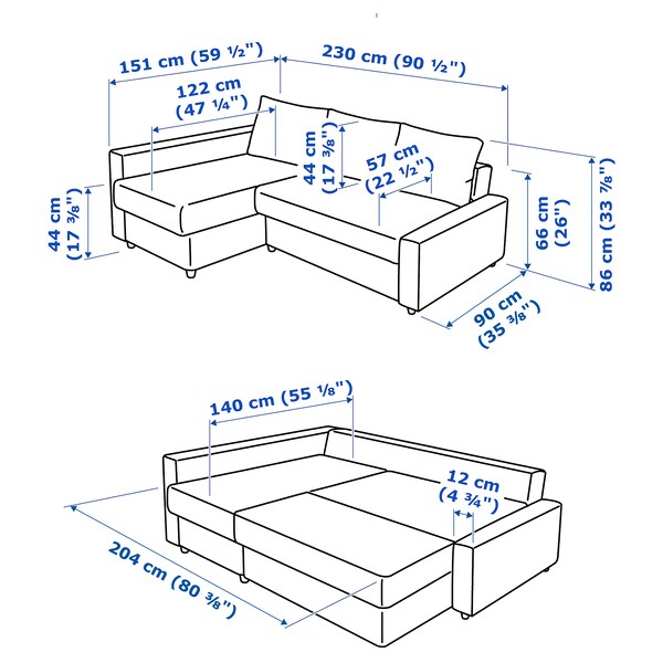 Friheten Corner Sofa Bed With Storage Skiftebo Blue Ikea