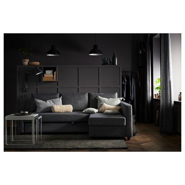 Friheten Corner Sofa Bed With Storage Skiftebo Dark Grey Ikea