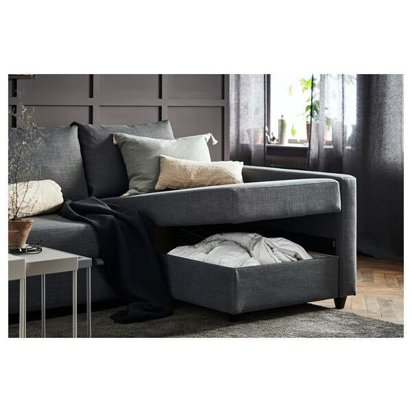 Friheten Corner Sofa Bed With Storage Skiftebo Dark Grey Ikea