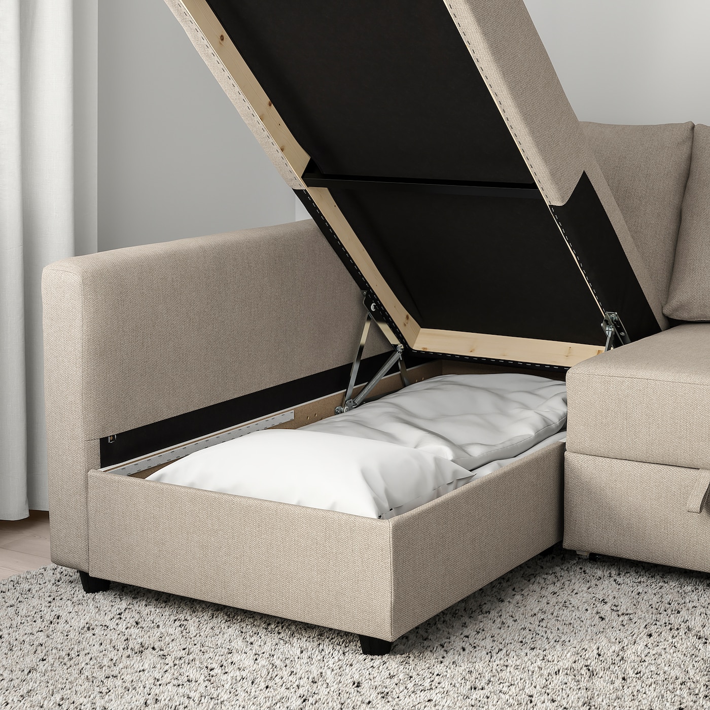 Friheten Corner Sofa Bed With Storage Hyllie Beige Ikea