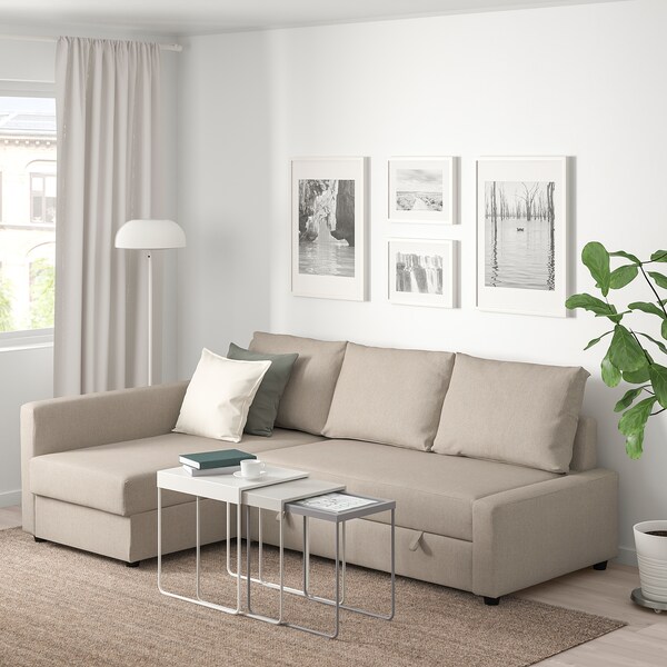 Friheten Corner Sofa Bed With Storage Hyllie Beige Ikea