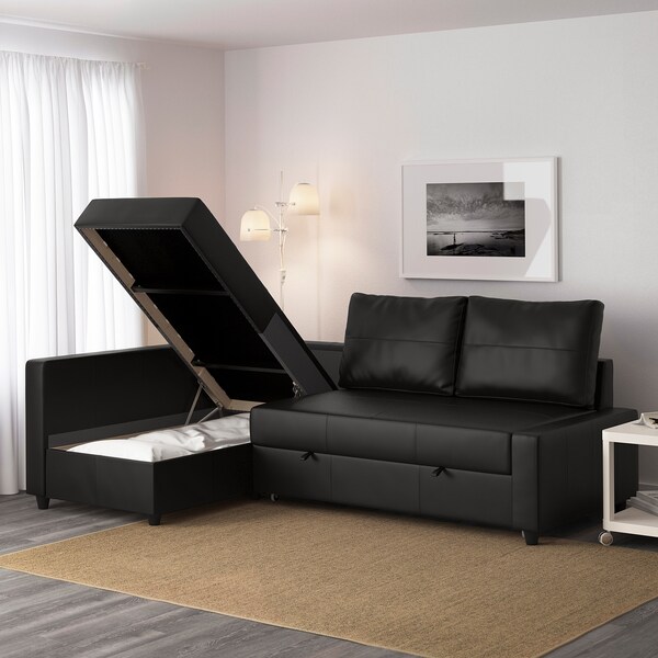 Friheten Corner Sofa Bed With Storage Bomstad Black Ikea