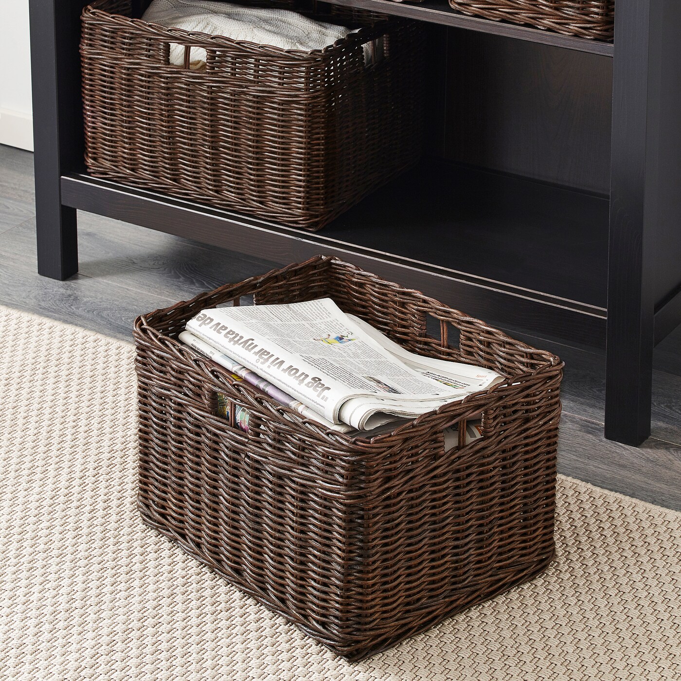 dark brown storage baskets