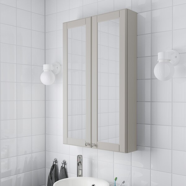 Godmorgon Mirror Cabinet With 2 Doors Kasjon Light Grey Ikea